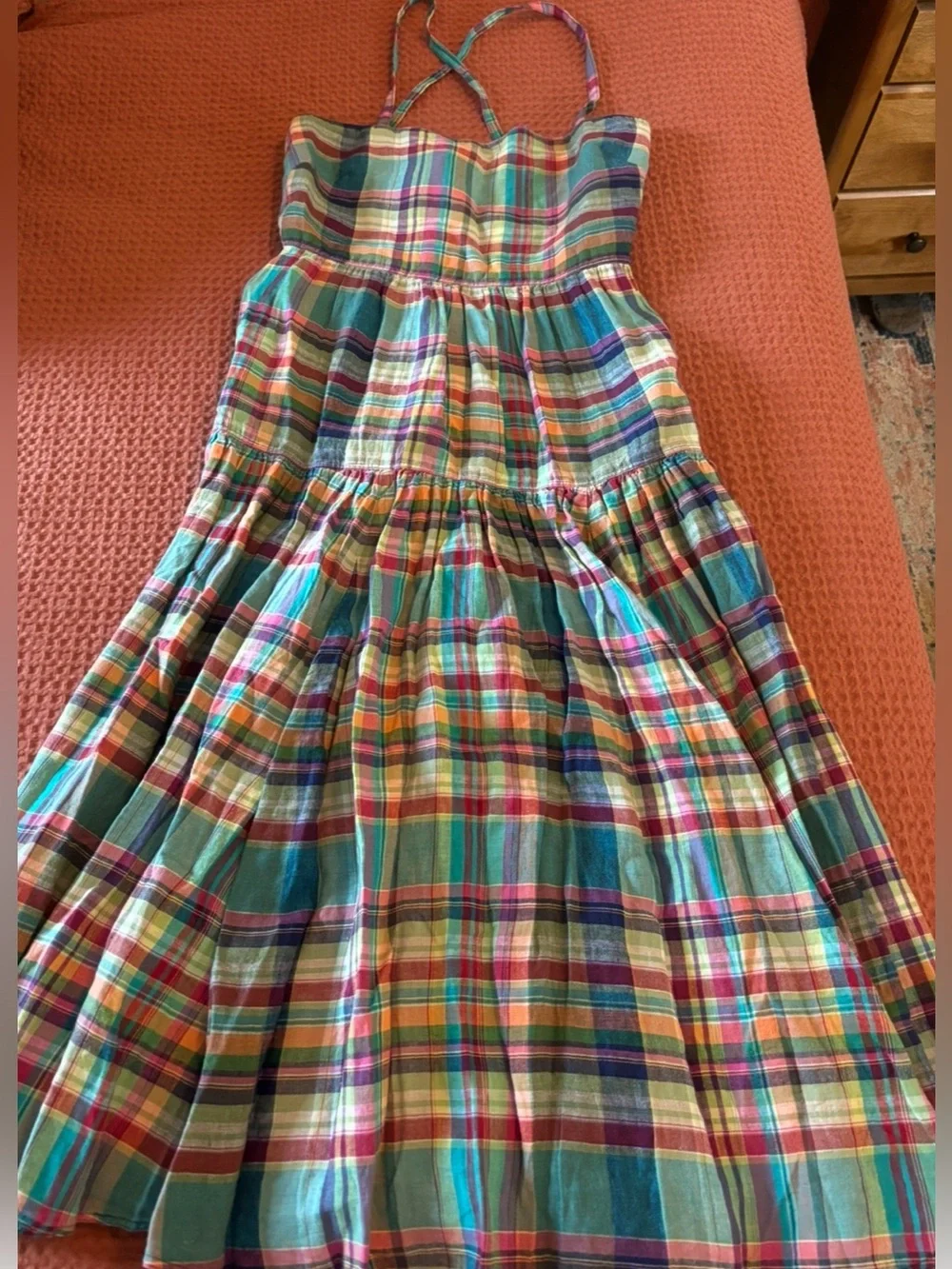 Polo Ralph Lauren Multi-Color Plaid Maxi Dress with Spaghetti Straps - Picture 2 of 6